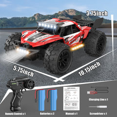 Scientoy gift-ready RC packaging highlighting two rechargeable batteries for immediate play.