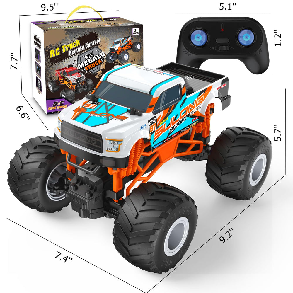 Scientoy remote car designed for ages 4-7 to explore outdoors.