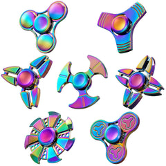 SCIONE metal fidget spinner 7-pack in rainbow colors for classroom focus.