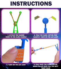 SCIONE slingshot with glow helicopters shows easy-use design for kids