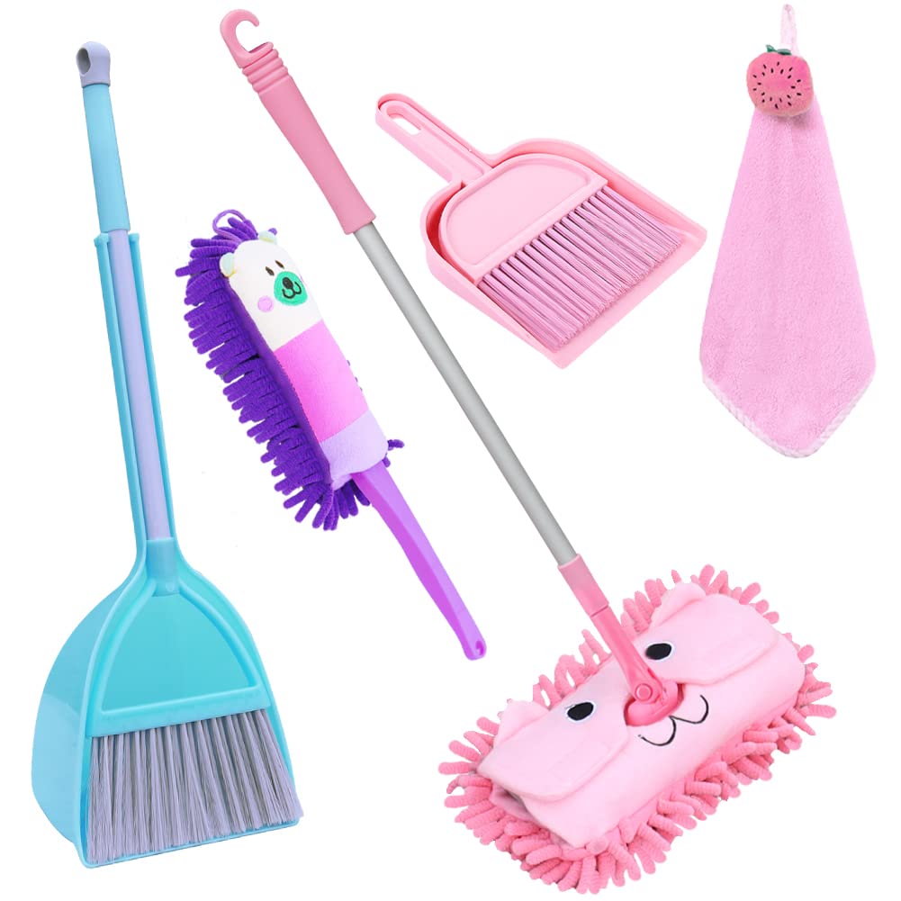 SCKTYZS chenille mop in bright pink for pretend cleaning.