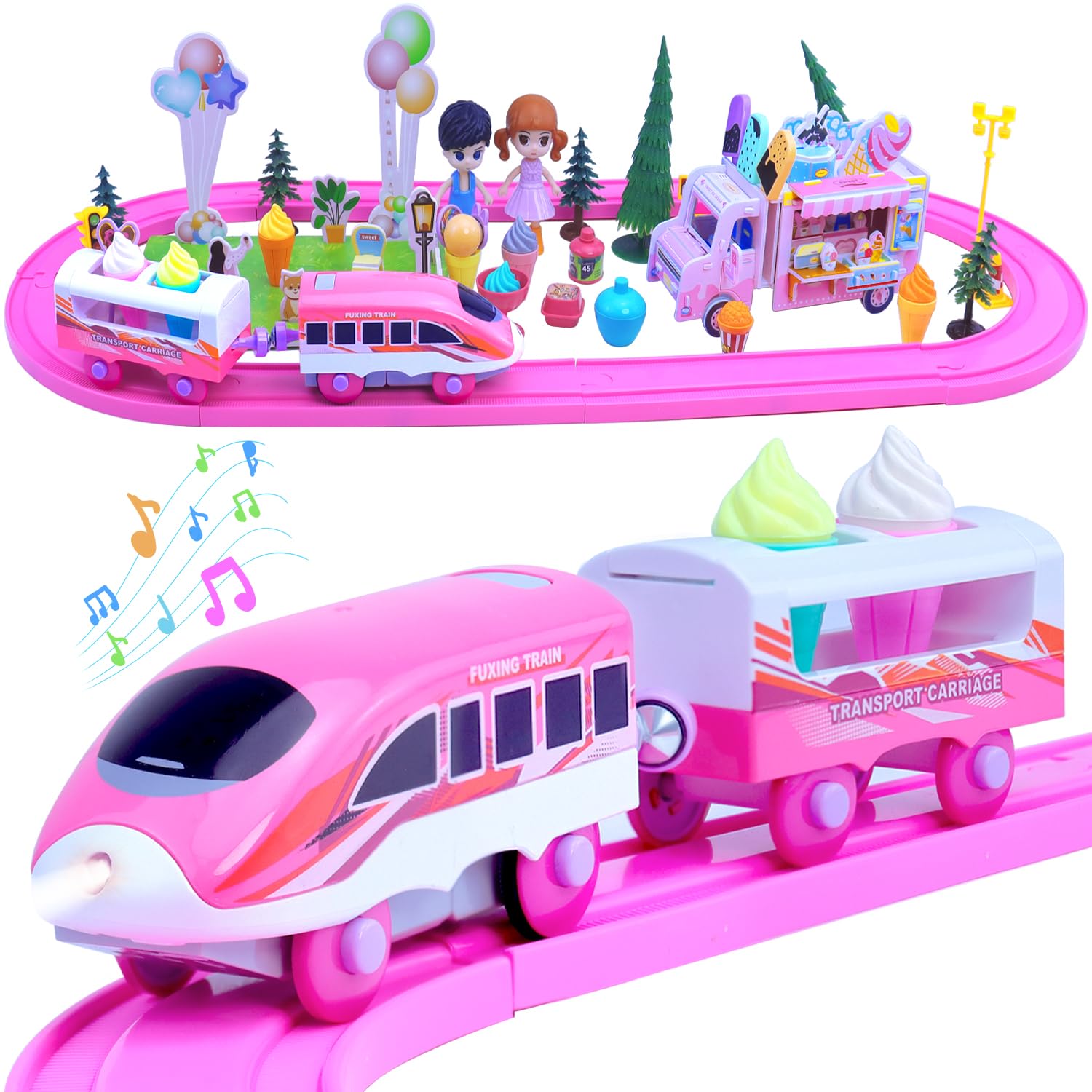 SCKTYZS pink train set tracks provide sturdy, imaginative building for toddlers.