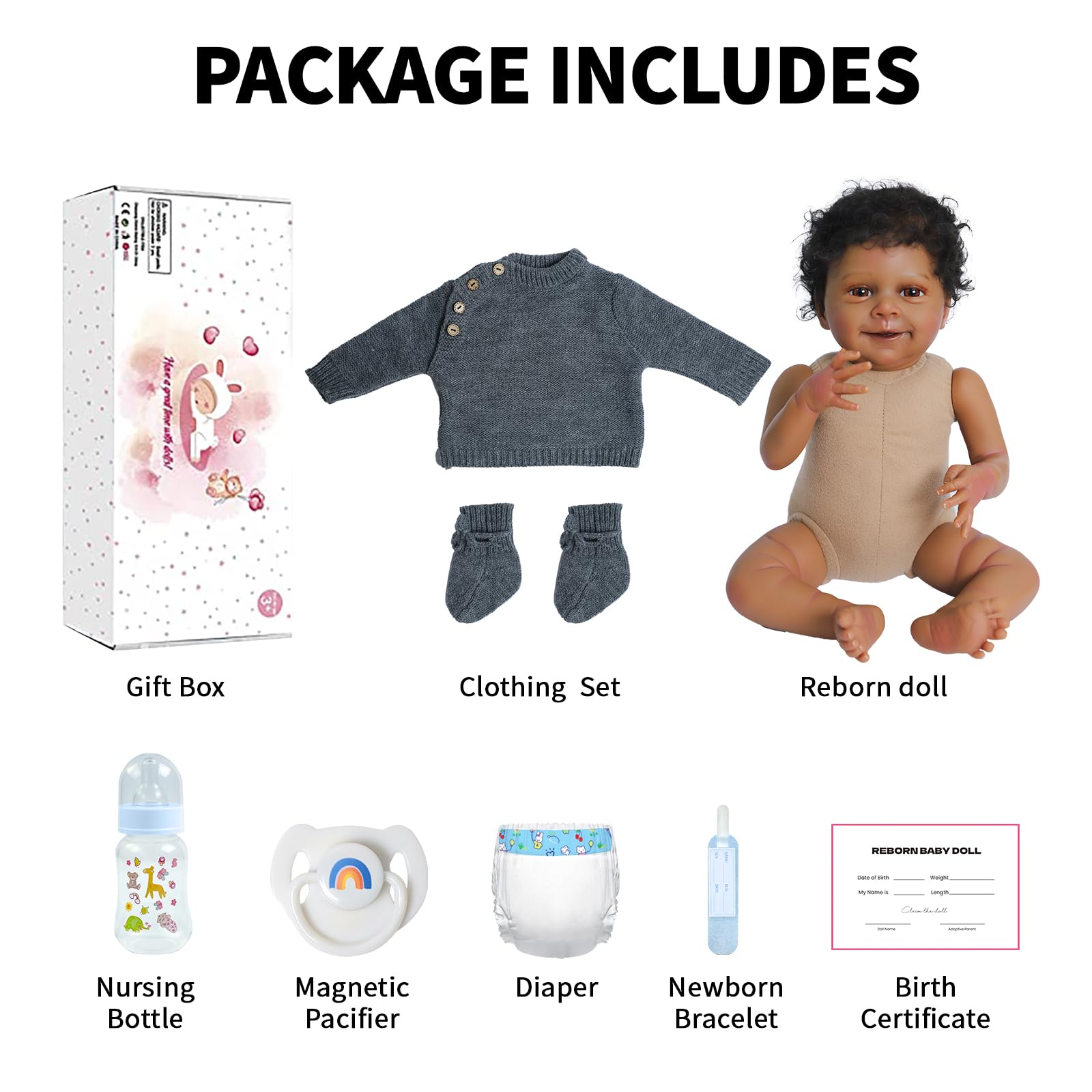 SCOM birth certificate and accessories support storytelling and role play.