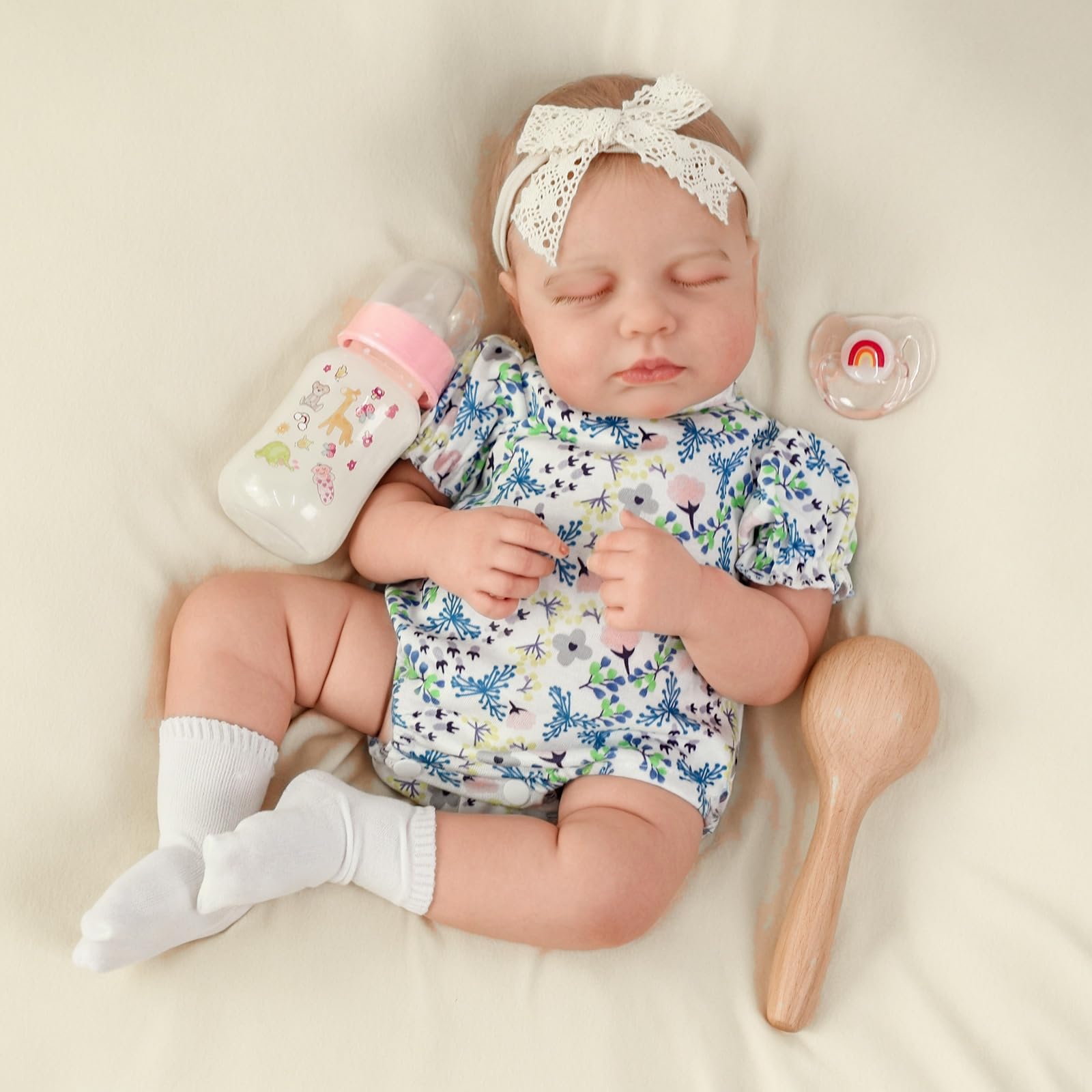 SCOM 20-Inch Reborn Doll lifelike face for realistic pretend play