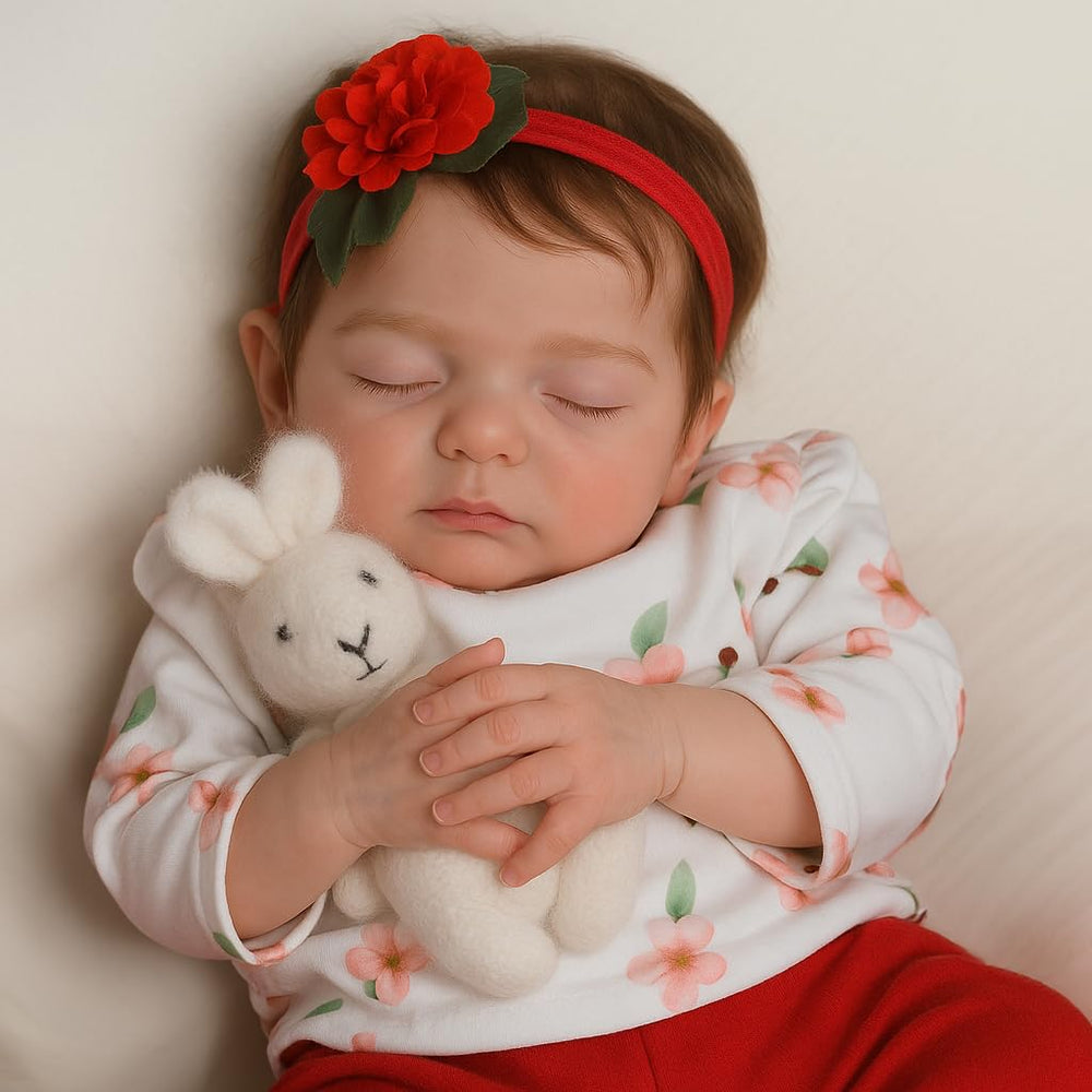 SCOM 20-inch sleeping girl doll in serene pose for comforting companionship.