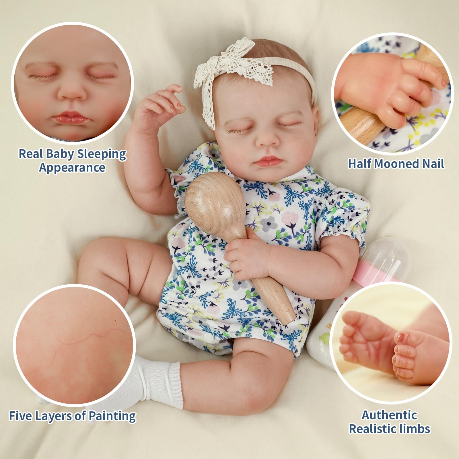 SCOM 20-Inch Reborn Doll washable full vinyl body for easy cleanup
