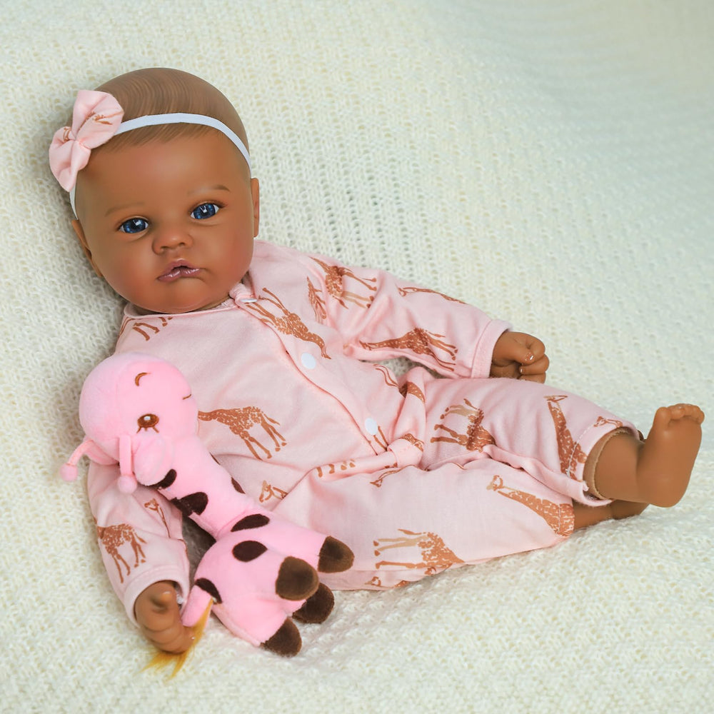 SCOM Black 18-inch soft-body doll for cuddling and soothing bonding moments.