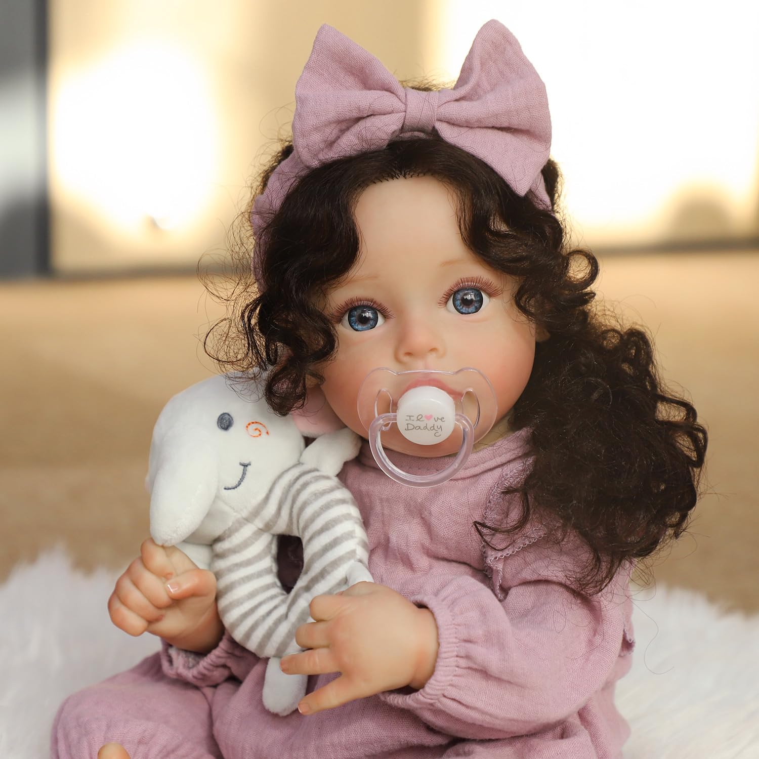 SCOM lifelike reborn doll 18-inch vinyl limbs for authentic infant look during play.