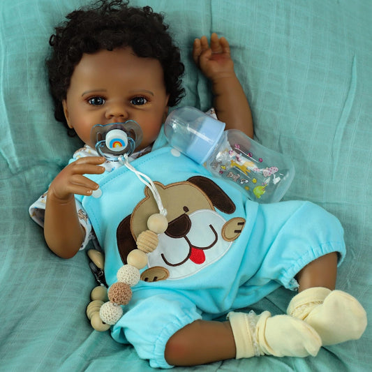 SCOM Quinbee lifelike 20-inch doll ready for imaginative play with realistic features.