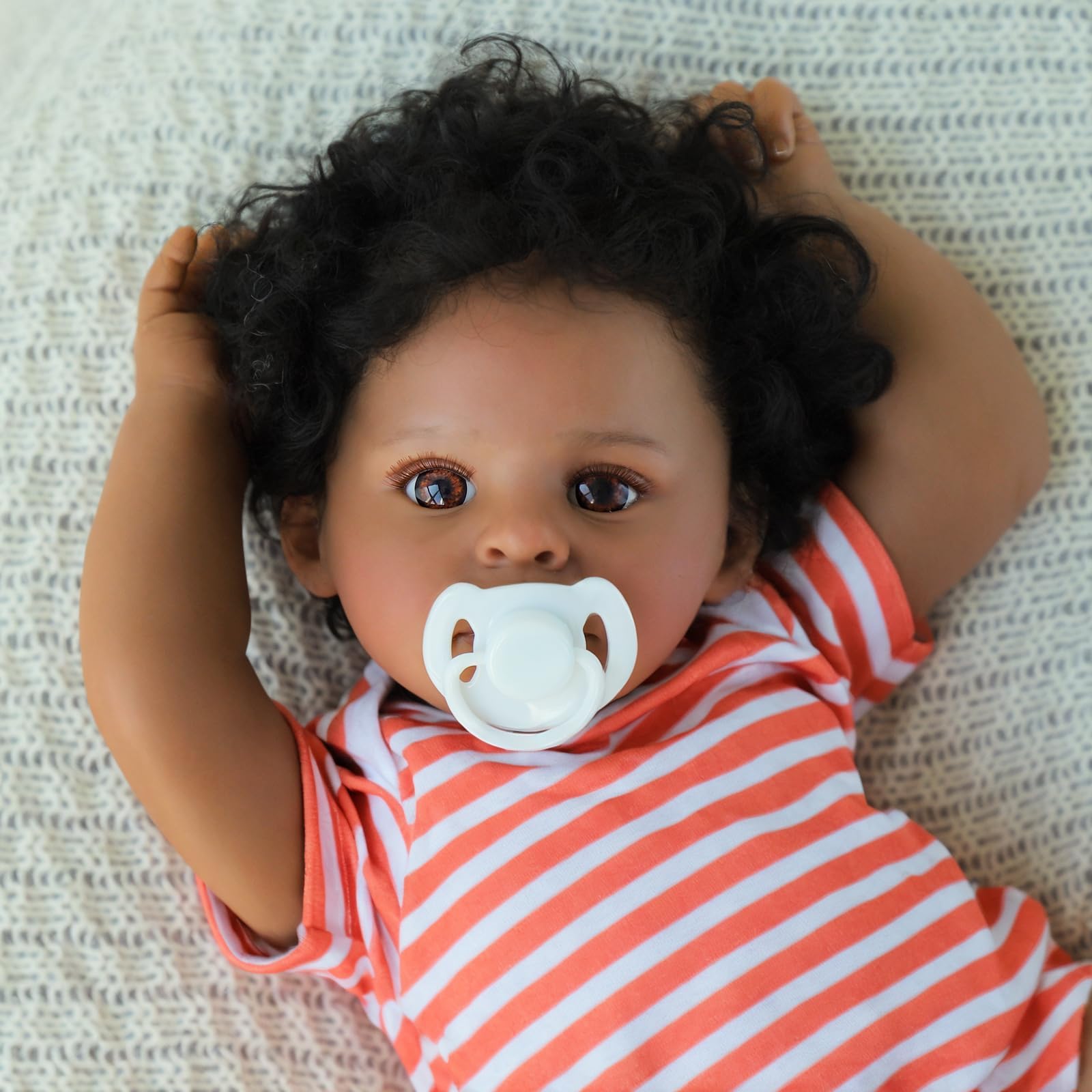 SCOM Realistic Reborn Doll black 20in hair features hand curling for authentic charm