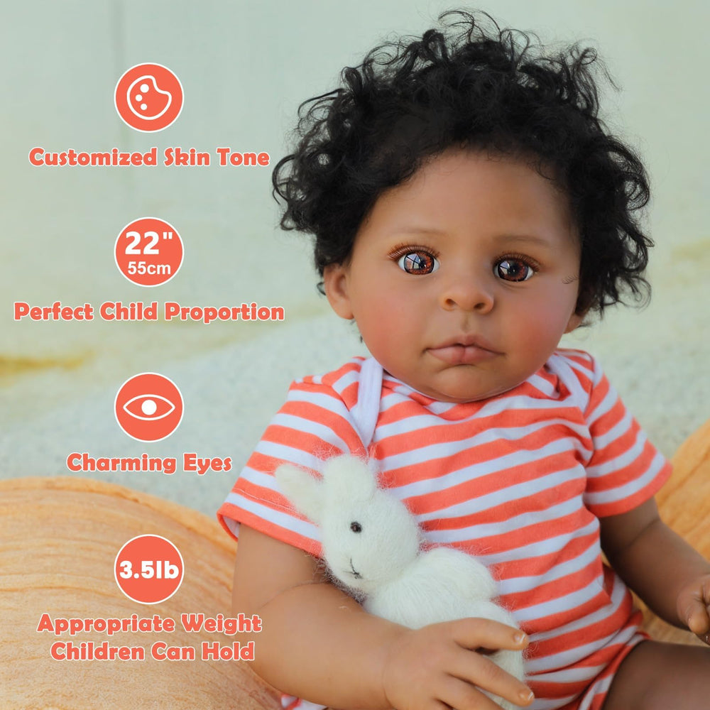 SCOM Realistic Reborn Doll black 20in skin tone with painted details for realism