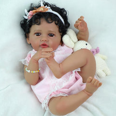 SCOM Reborn Baby Doll with greyish purple eyes adds realistic gaze for nurturing role-play.