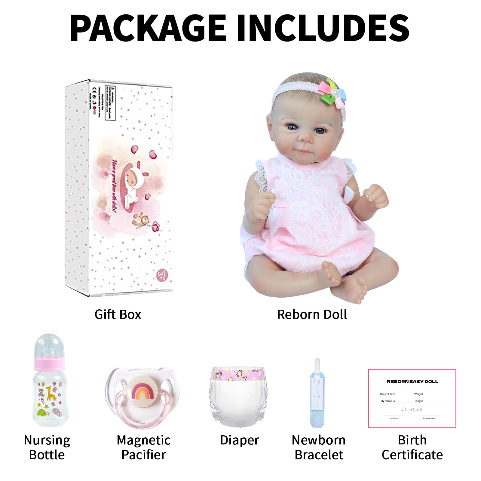 SCOM Reborn Baby Doll Girl lace dress and headband complete cozy look