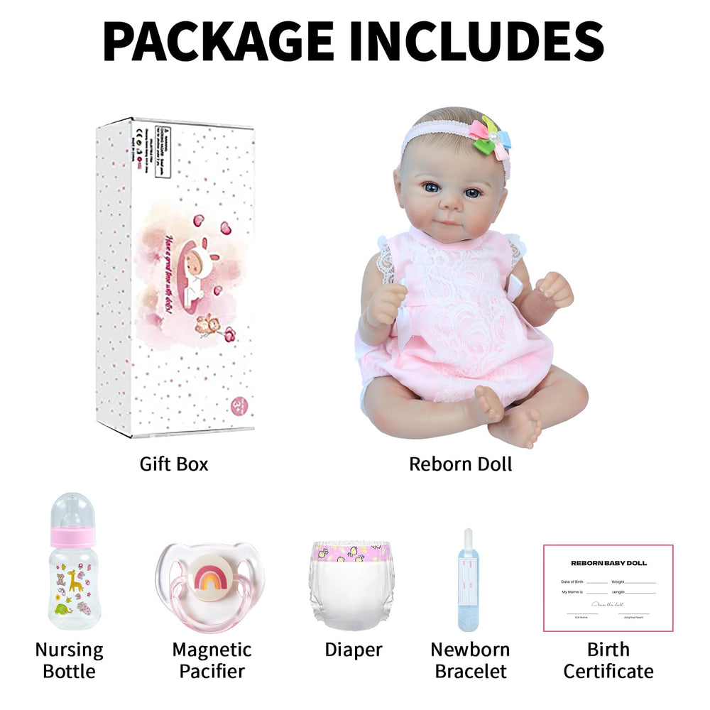SCOM Reborn Baby Doll Girl lace dress and headband complete cozy look