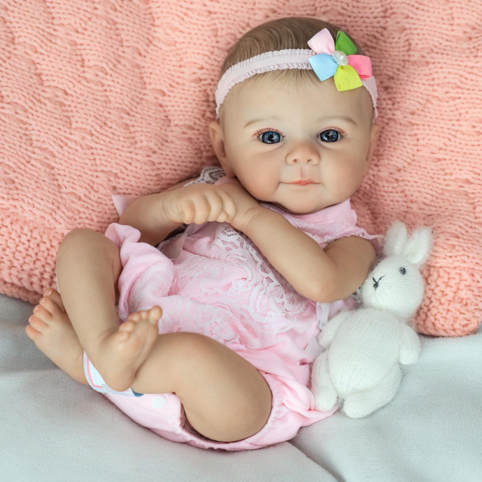 SCOM Reborn Baby Doll Girl weighted cloth body for substantial in-arm feel