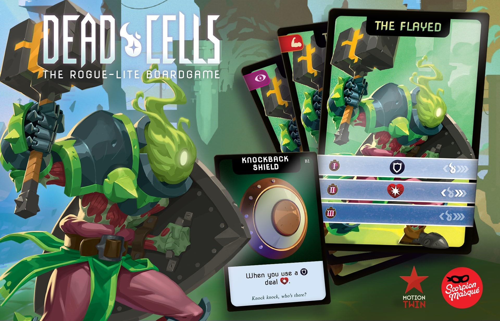Scorpion Masqué Dead Cells deck artwork showing cards and art style.