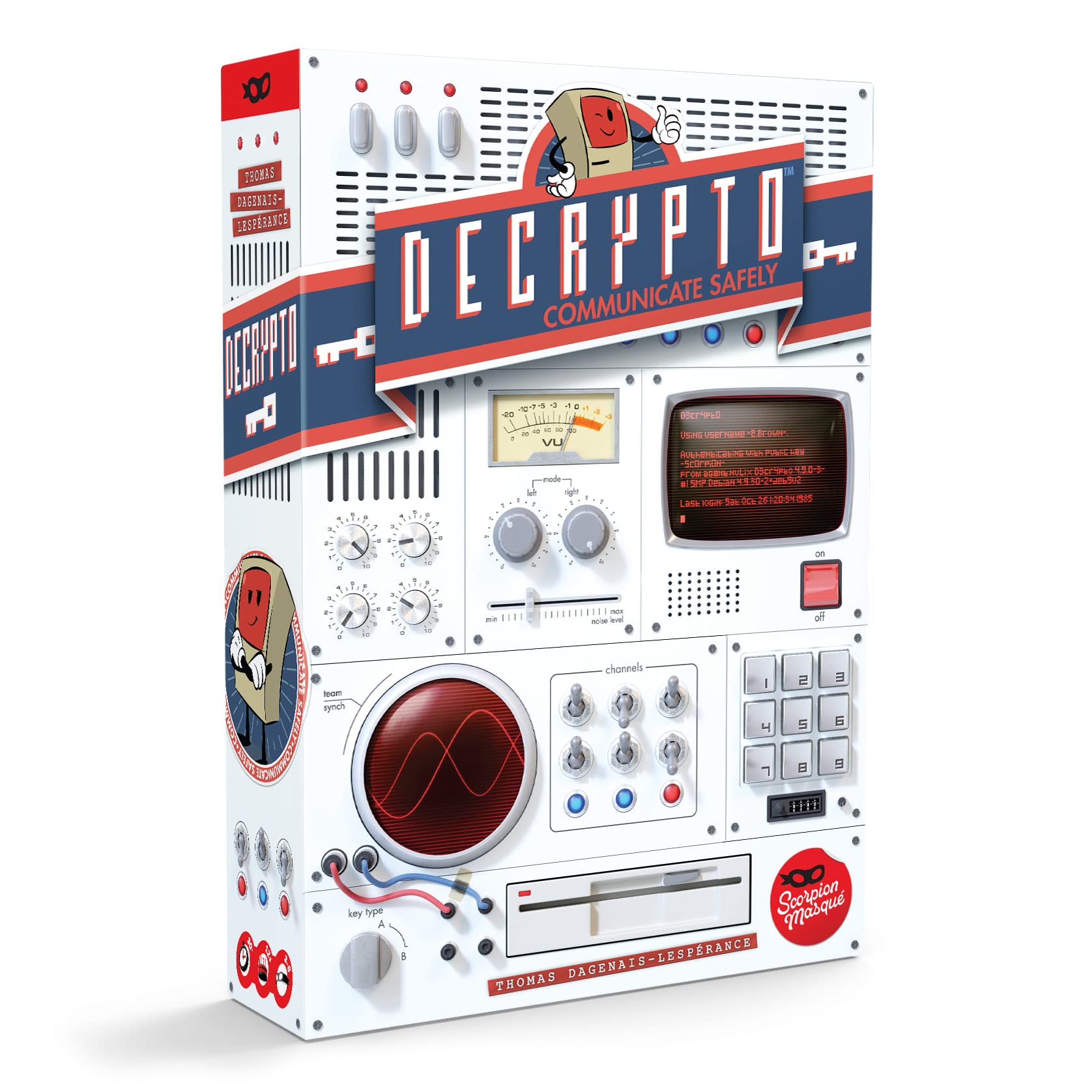 Scorpion Masqué Decrypto game box ready for quick setup and social play.