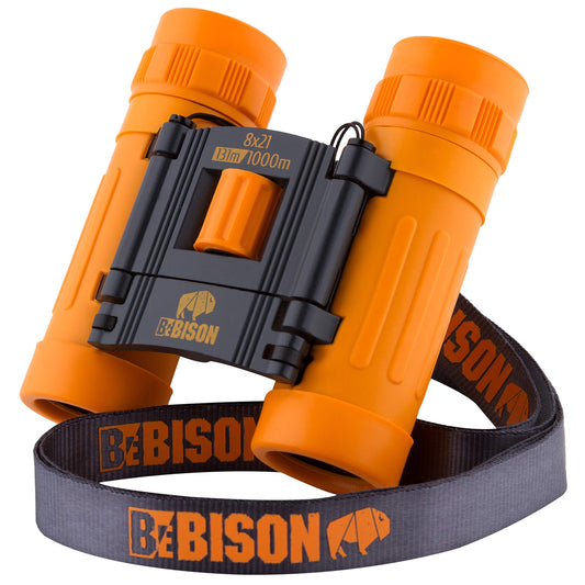 Scotar BeBison kids binoculars in compact-folding design for travel and play.