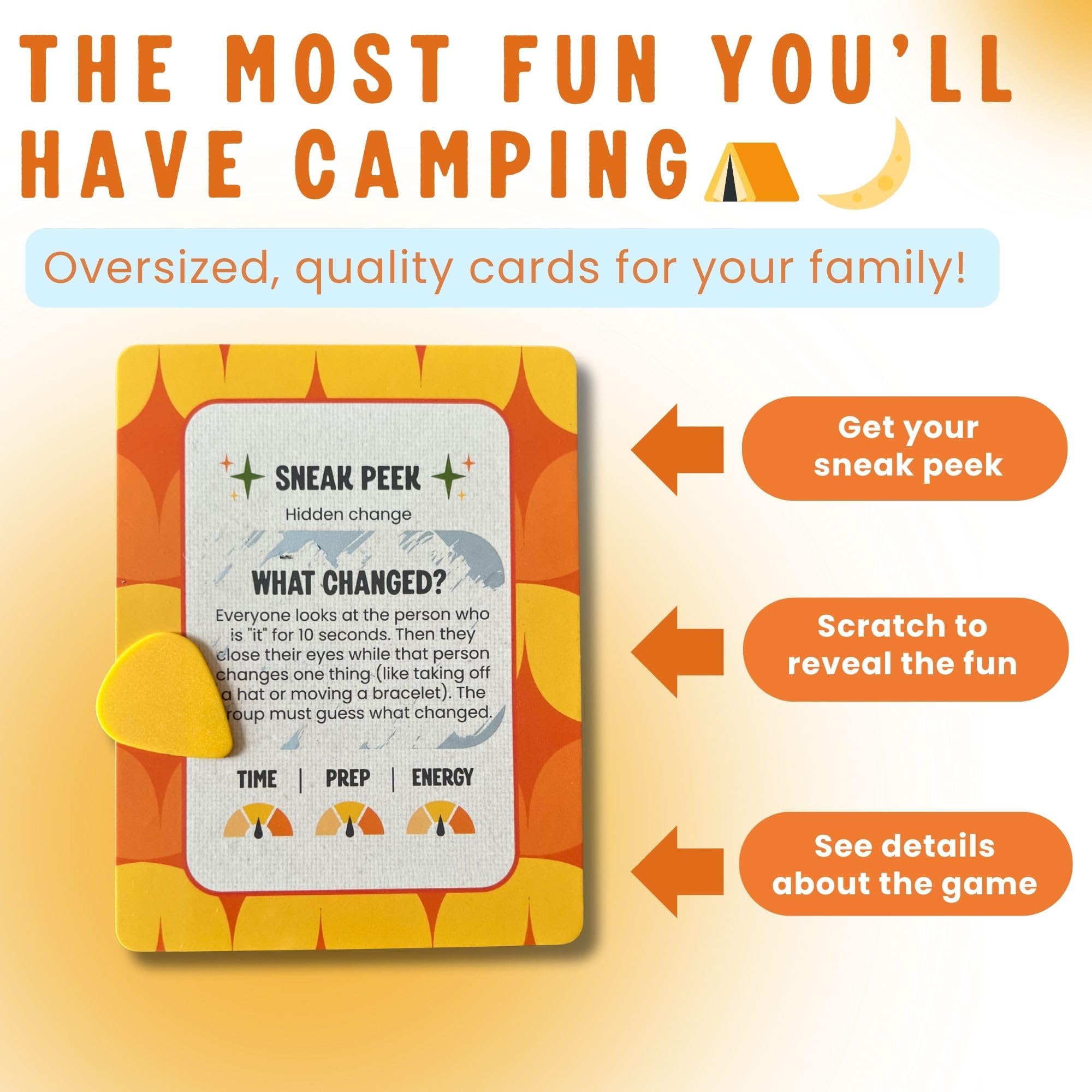 Scratch 'Ems Campfire Games unboxing shot of thick, durable cards.