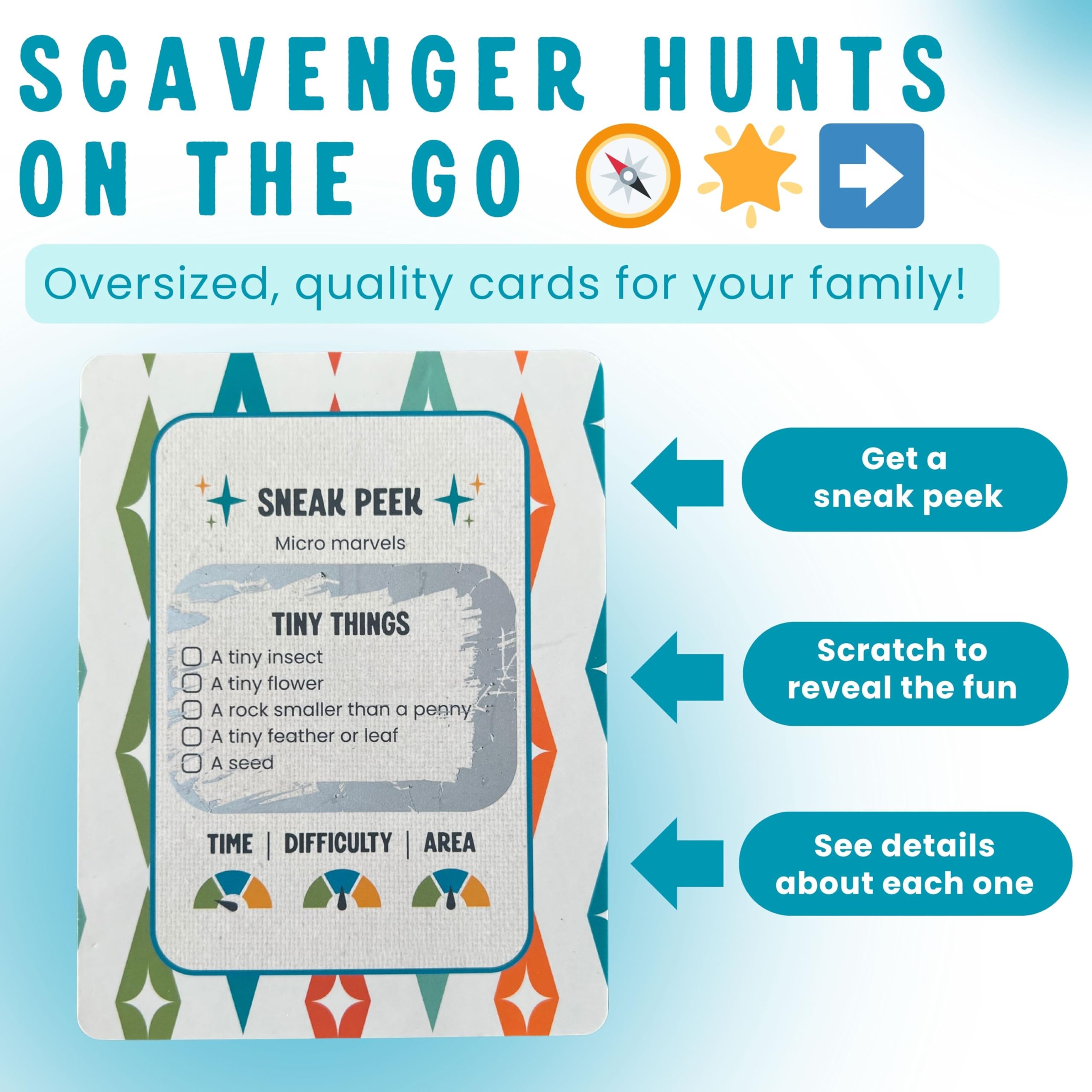 Scratch 'Ems scratch-off adventure card close-up with vintage-inspired artwork for imagination
