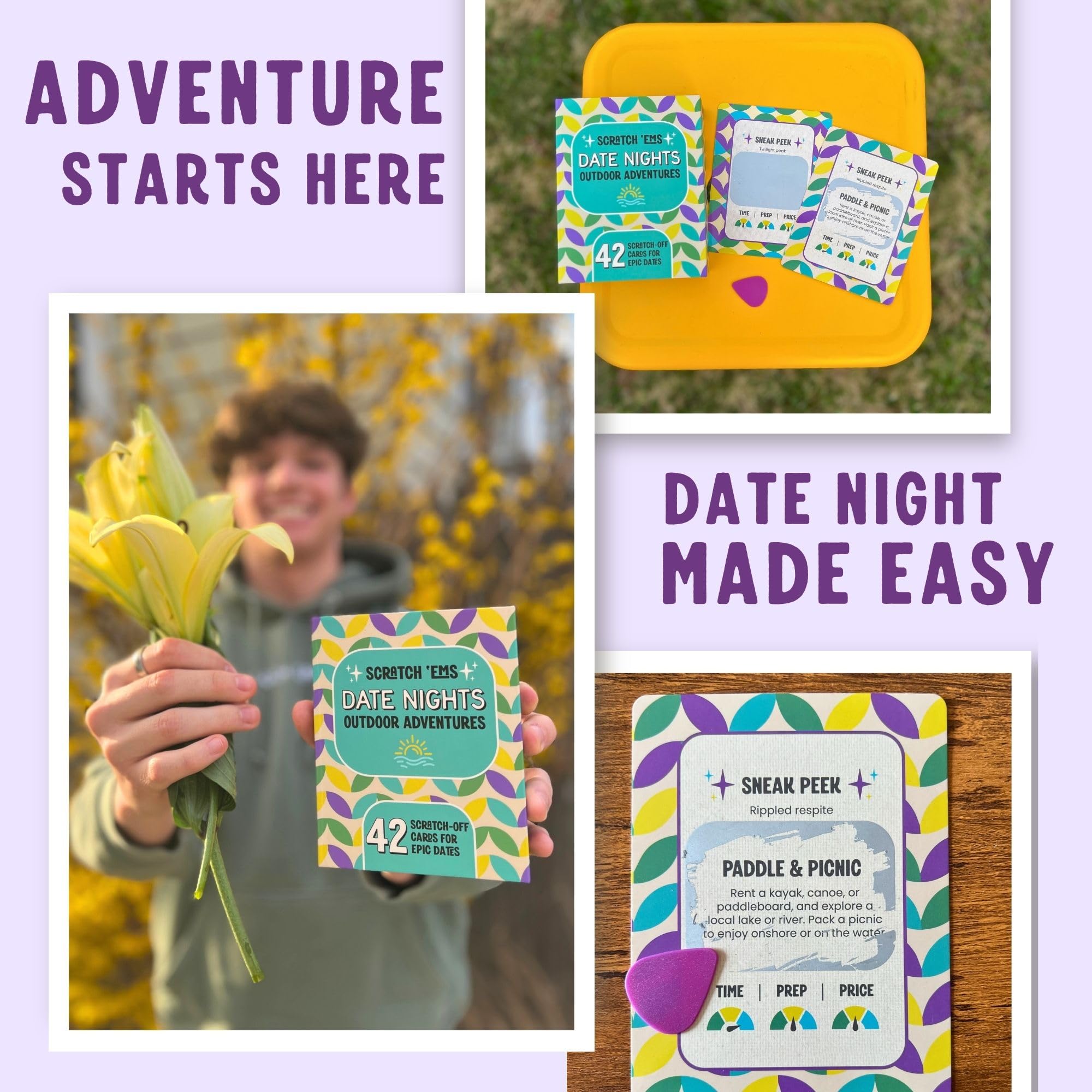 Scratch 'Ems vintage design cards add nostalgia to modern date nights.