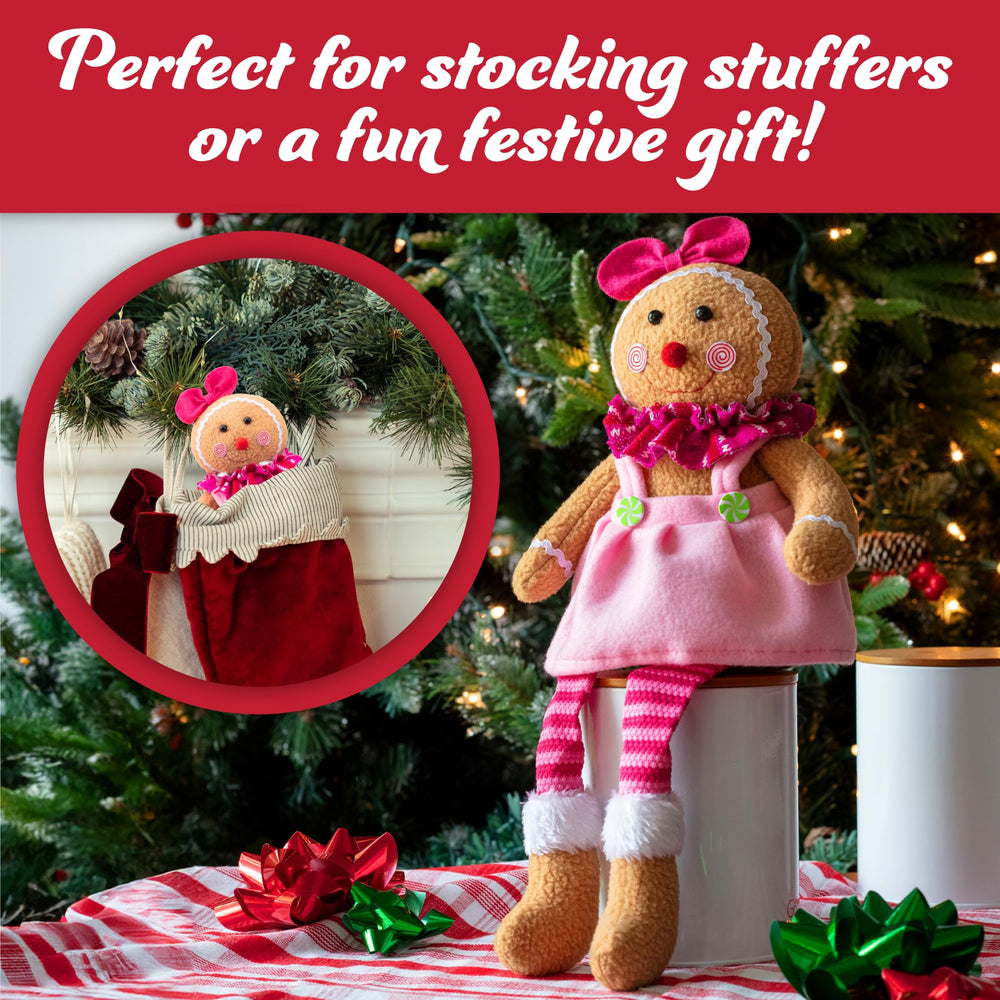 SCS Direct Christmas gingerbread boy plush, side view for festive play