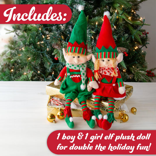 SCS Direct elf girl plush in a festive outfit, adds cozy holiday charm.