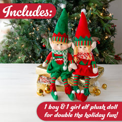 SCS Direct elf girl plush in a festive outfit, adds cozy holiday charm.