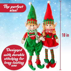 SCS Direct elf plush shelf decor enhances Christmas displays.