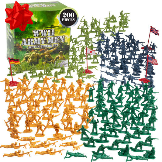 SCS Direct World War II army men with flags in dynamic display for imaginative play