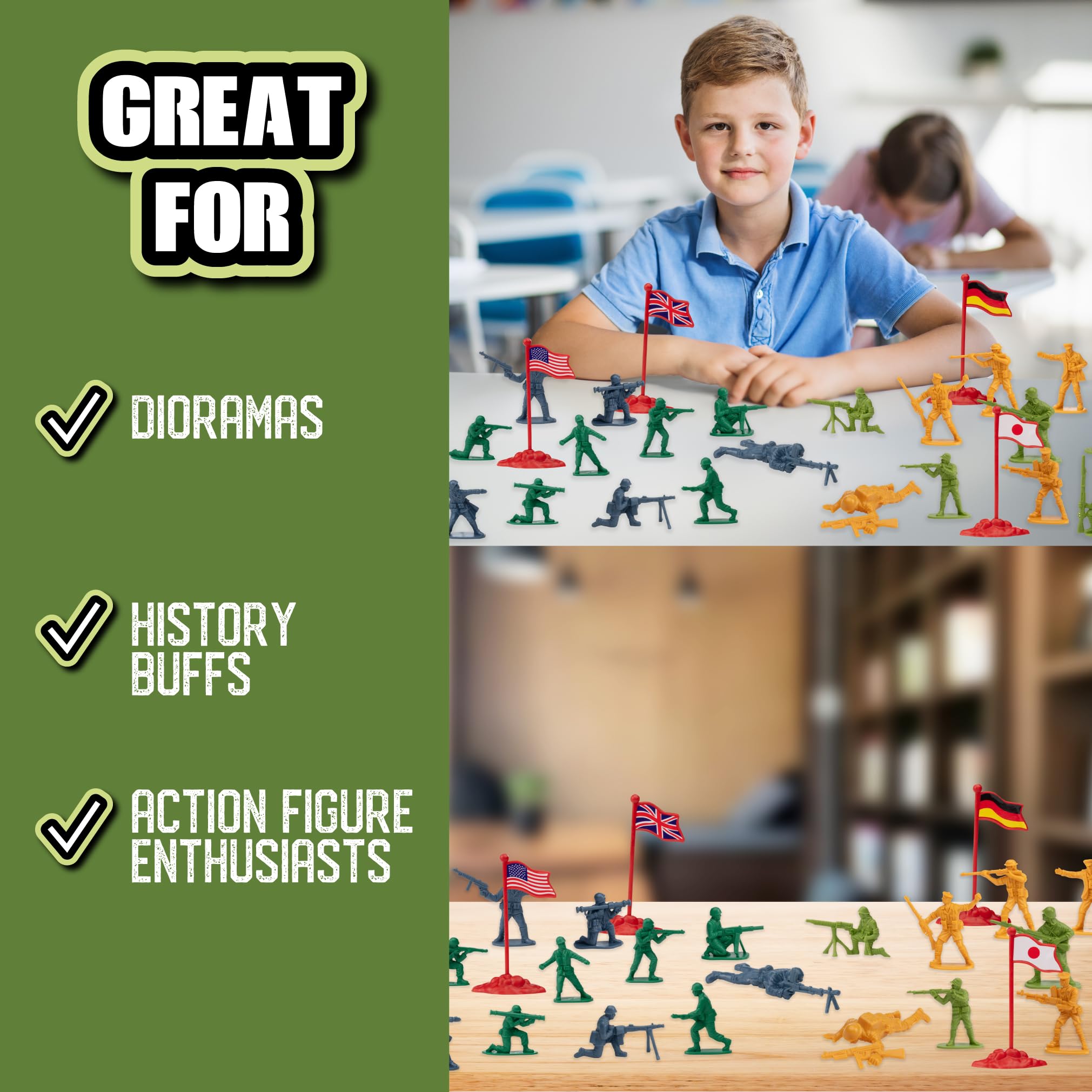 SCS Direct army men arranged in a battle formation for display or play