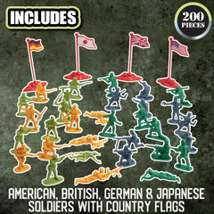 SCS Direct WWII army men set with USA, UK, Germany, Japan figures for history play