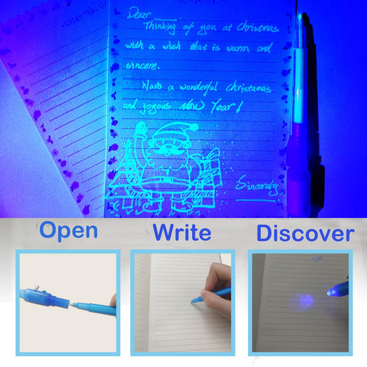 SCStyle Invisible Ink Pen showing UV light on paper for clue reveals