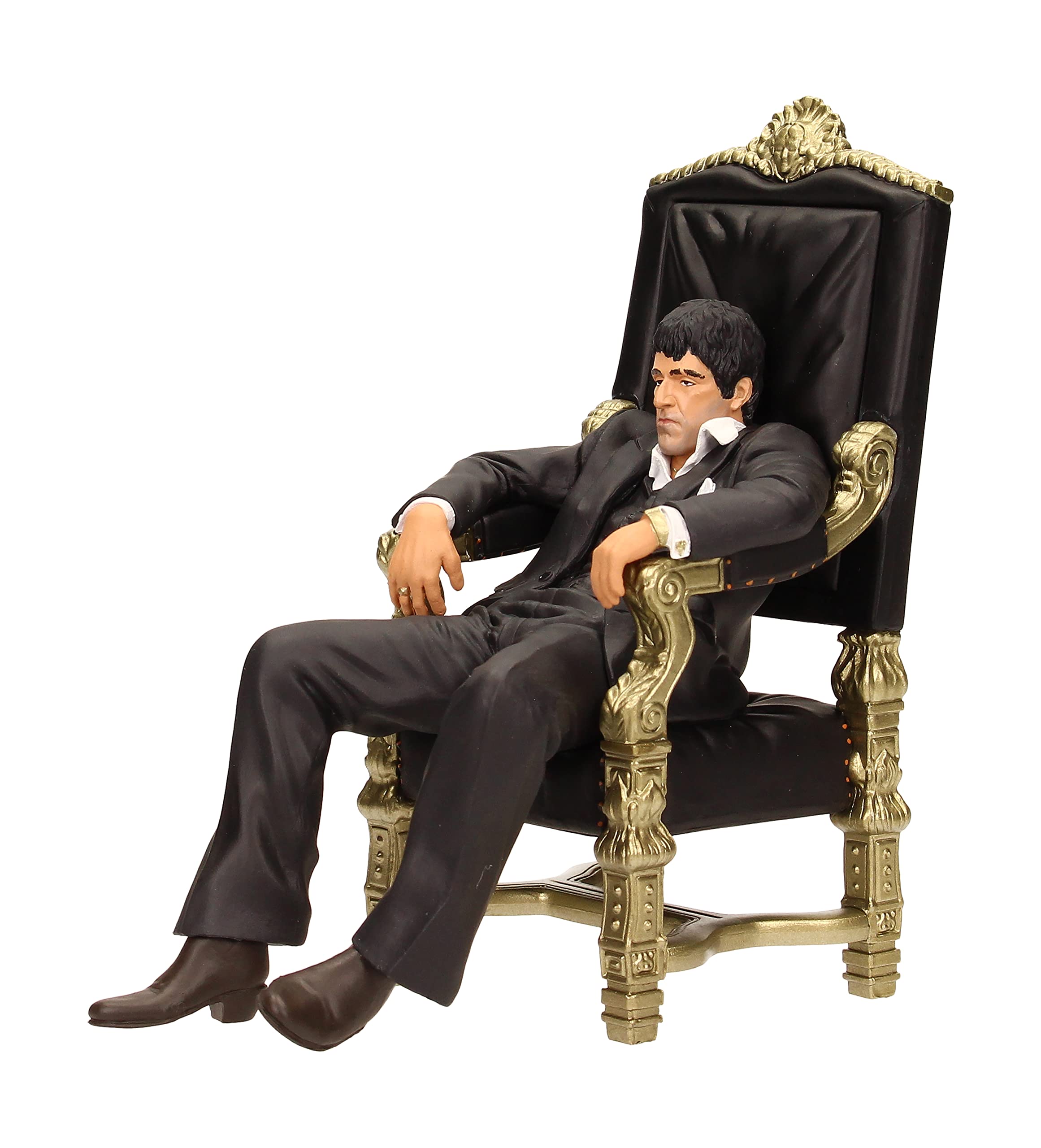 SD Toys Scarface Tony Montana throne figure on display shelf for collectors