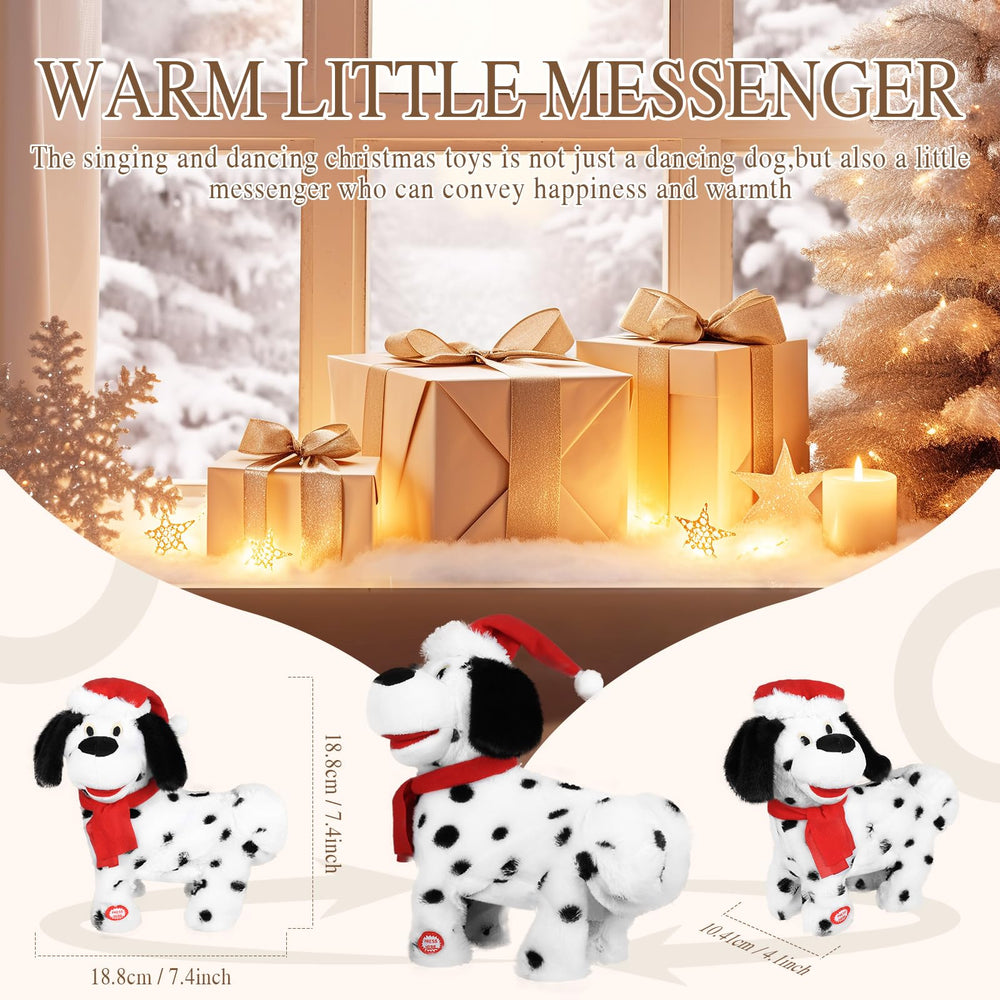 SdeNow Christmas puppy plush wearing hat and scarf adds cute seasonal decor.