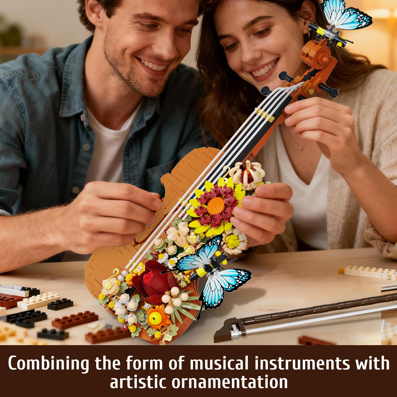 SDVWSF Flower Violin floral details inspire relaxing building sessions.