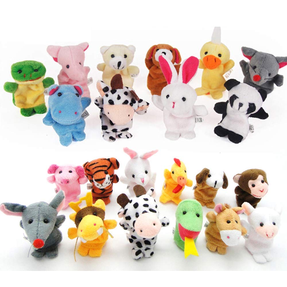 Sealive 22-pcs plush animal finger puppets for storytelling and learning.