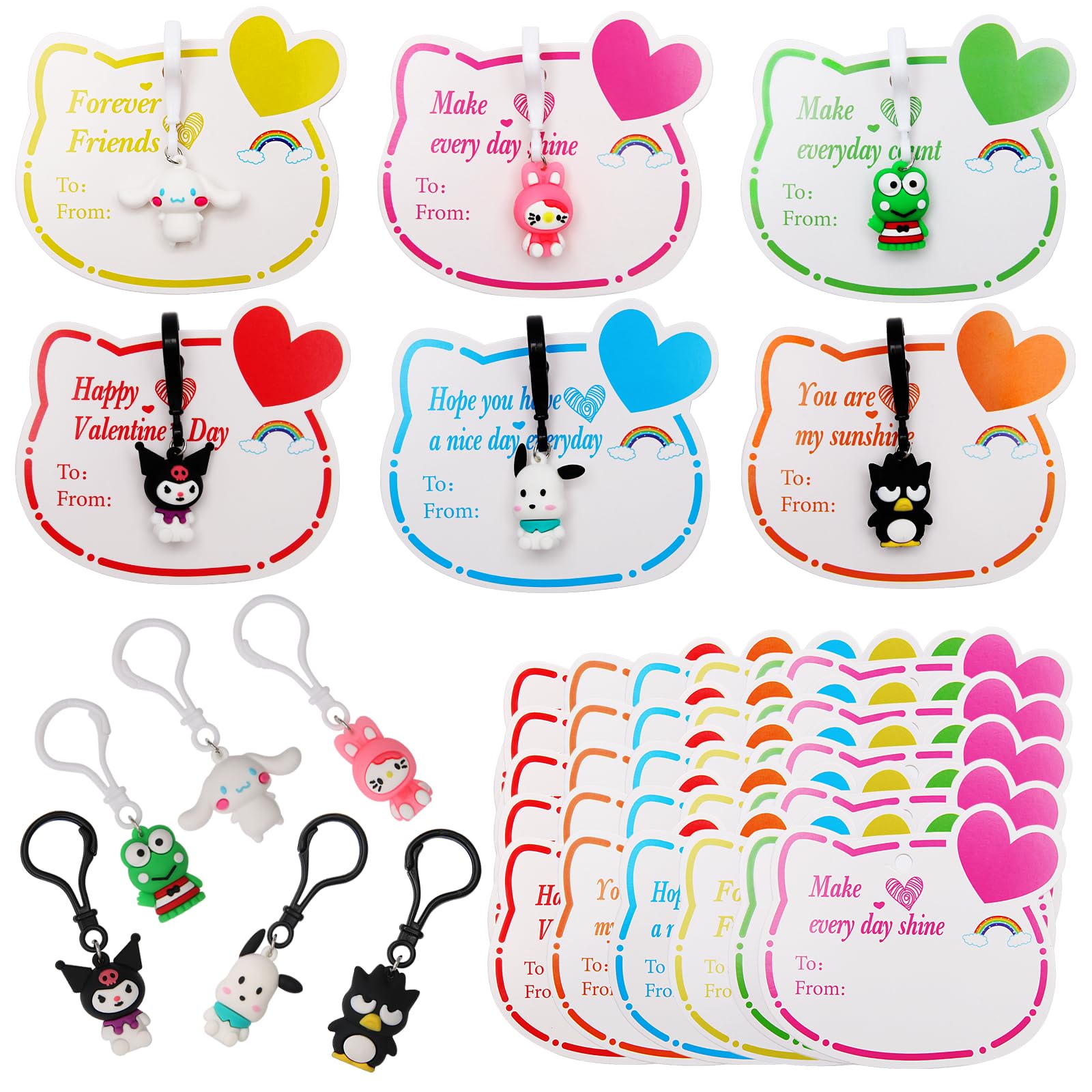 SEBBEEUESEN Valentine keychains and cards bundle for classrooms