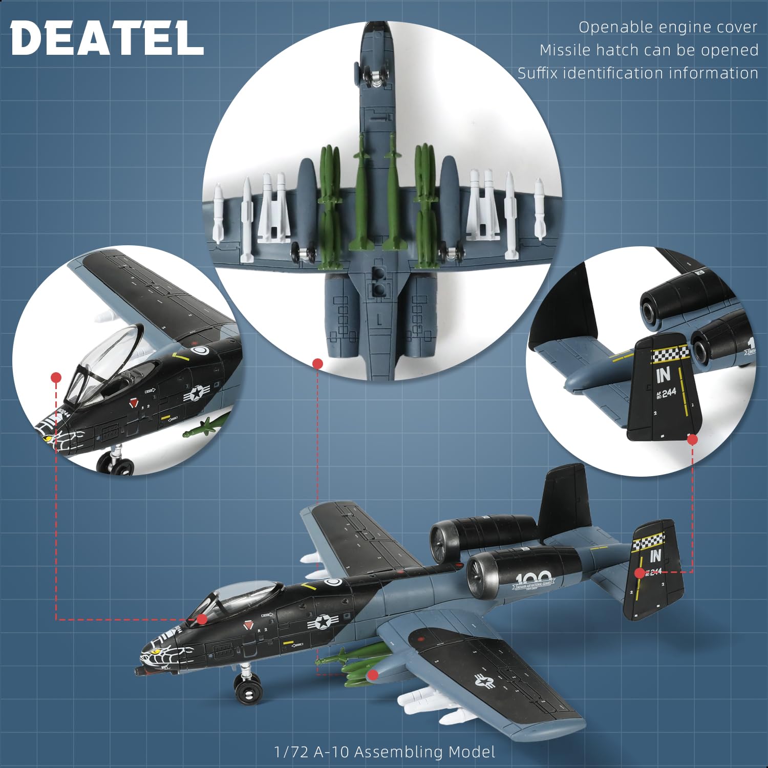 SEBUNAS A-10 model with detachable wheels shown for versatile display.