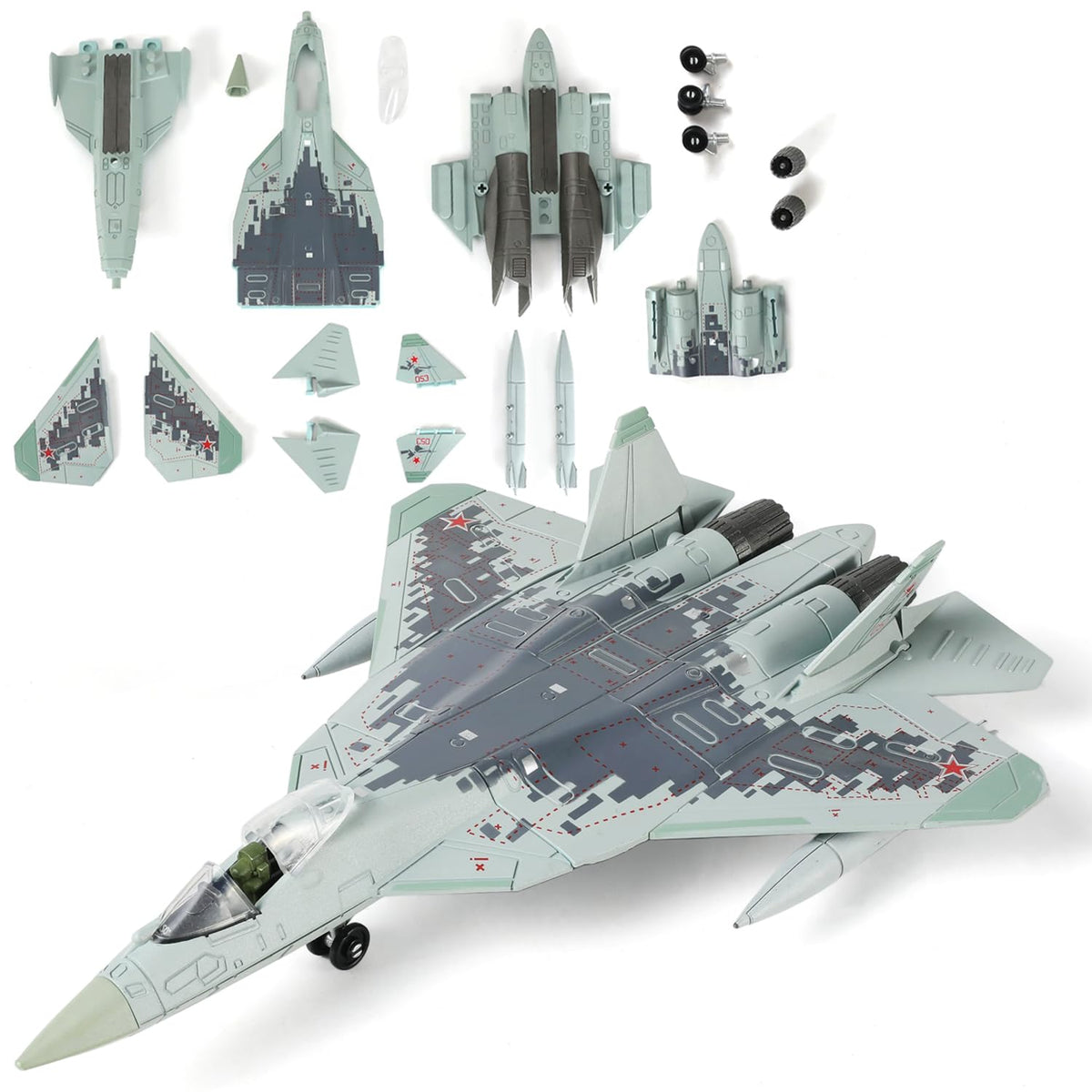SEBUNAS SU-57 model kit: detailed fuselage for realistic display and collecting.