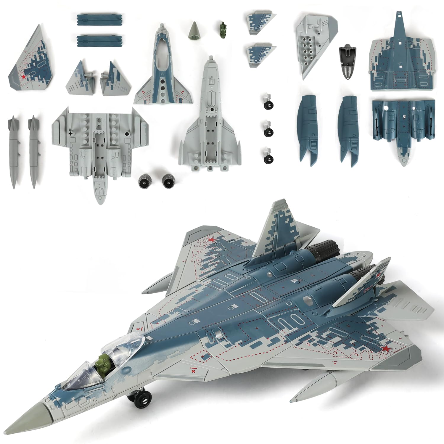 SEBUNAS 1/72 SU-57s model kit with true-to-scale details for collectors.
