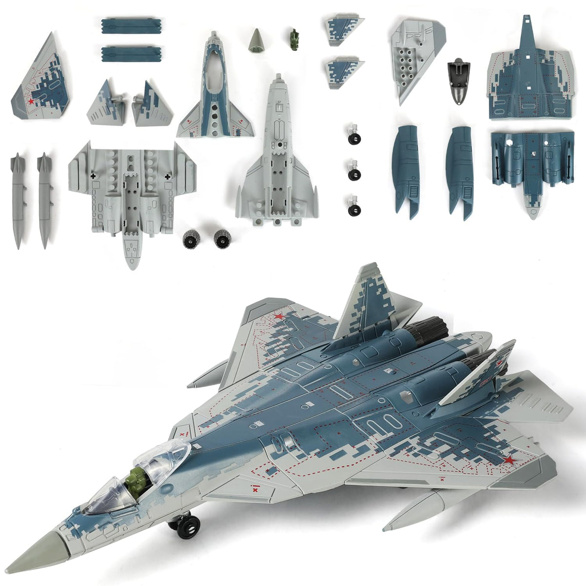 SEBUNAS 1/72 SU-57s model kit with true-to-scale details for collectors.