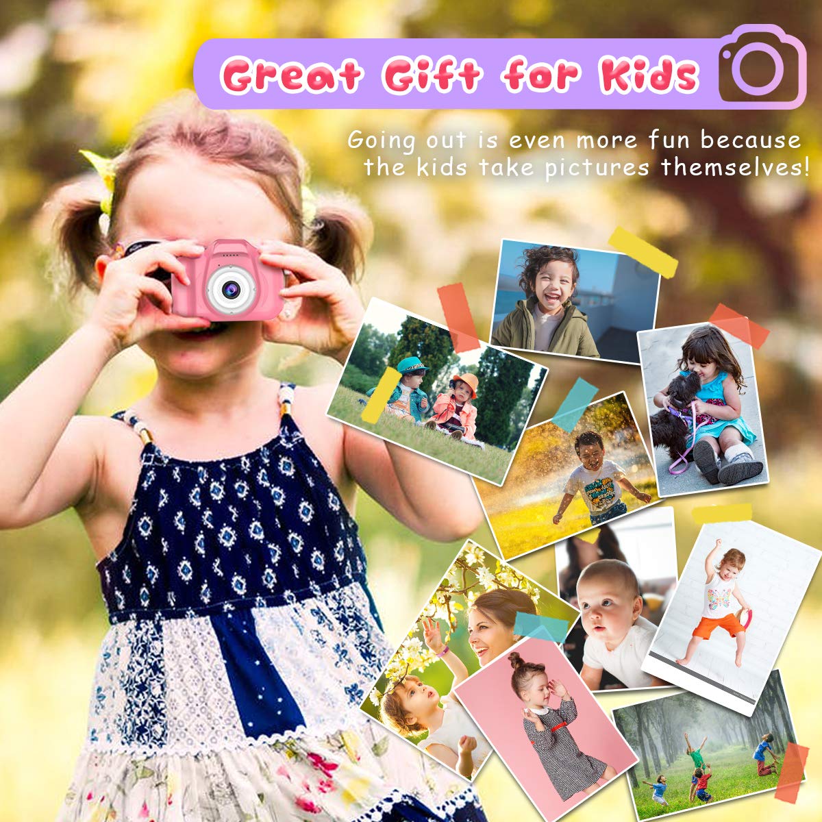 Seckton Upgrade Kids Selfie Camera compact design with portable lanyard