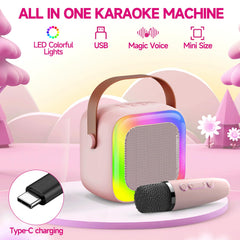 SECULEAD built-in microphone on pink karaoke device simplifies singing