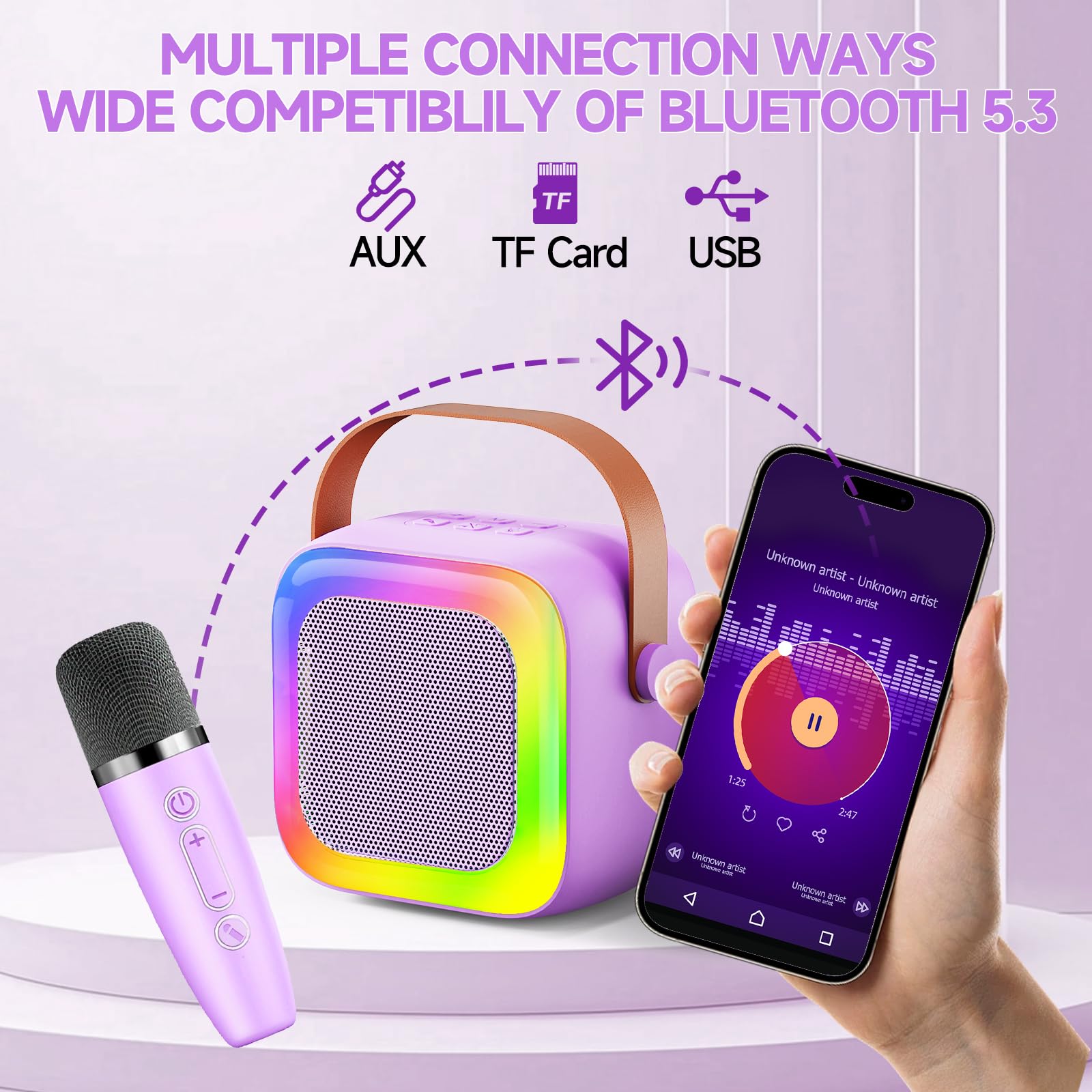 SECULEAD karaoke with TF/USB/AUX inputs enabling versatile playback