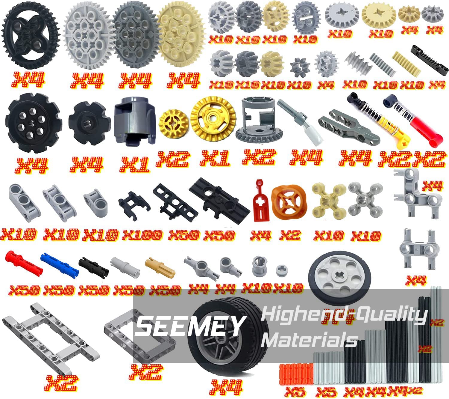 SEEMEY 844Pcs chain-link connectors for smooth gear-train assembly.