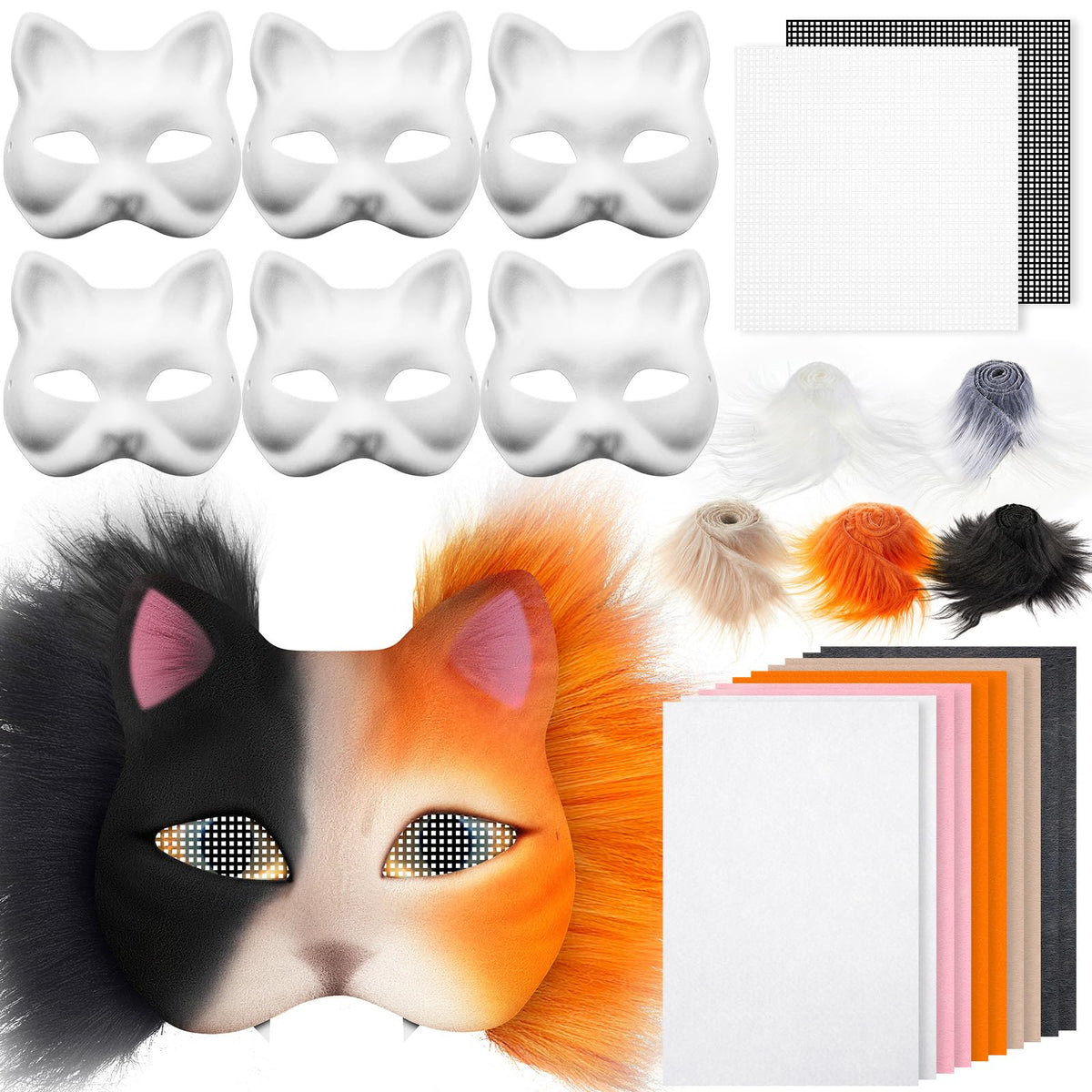 Seenelling blank cat mask for DIY Therian kits, ready to color and personalize.