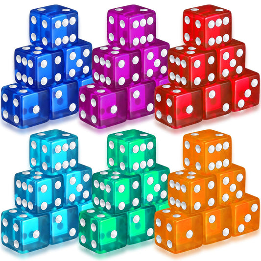 Seenelling 36-piece translucent D6 dice closeup for precise rolling and easy visibility.