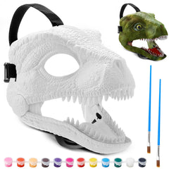 Seenelling dino mask front view ready for painting and play.