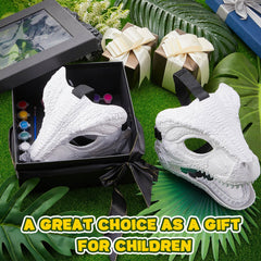 Seenelling dino mask in a party scene for Halloween or stage.